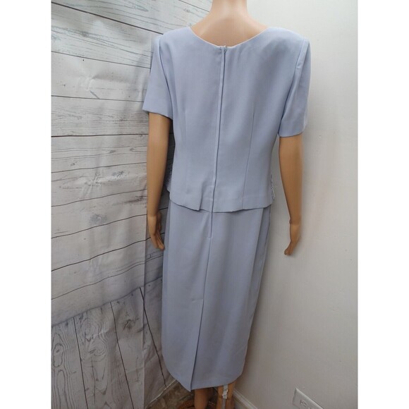 R&M Richards Beaded Top Long Dress Gray Lavander Sz 8 Petite - Picture 4 of 10